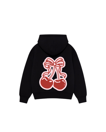 Hoodie cherry zip black clasic