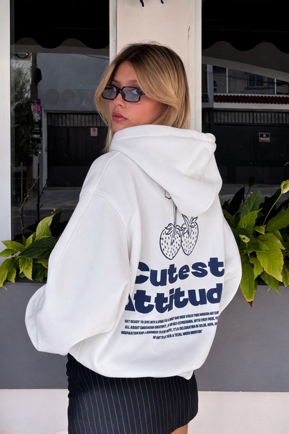 Hoodie cherry    modelo manga globo  Blanco