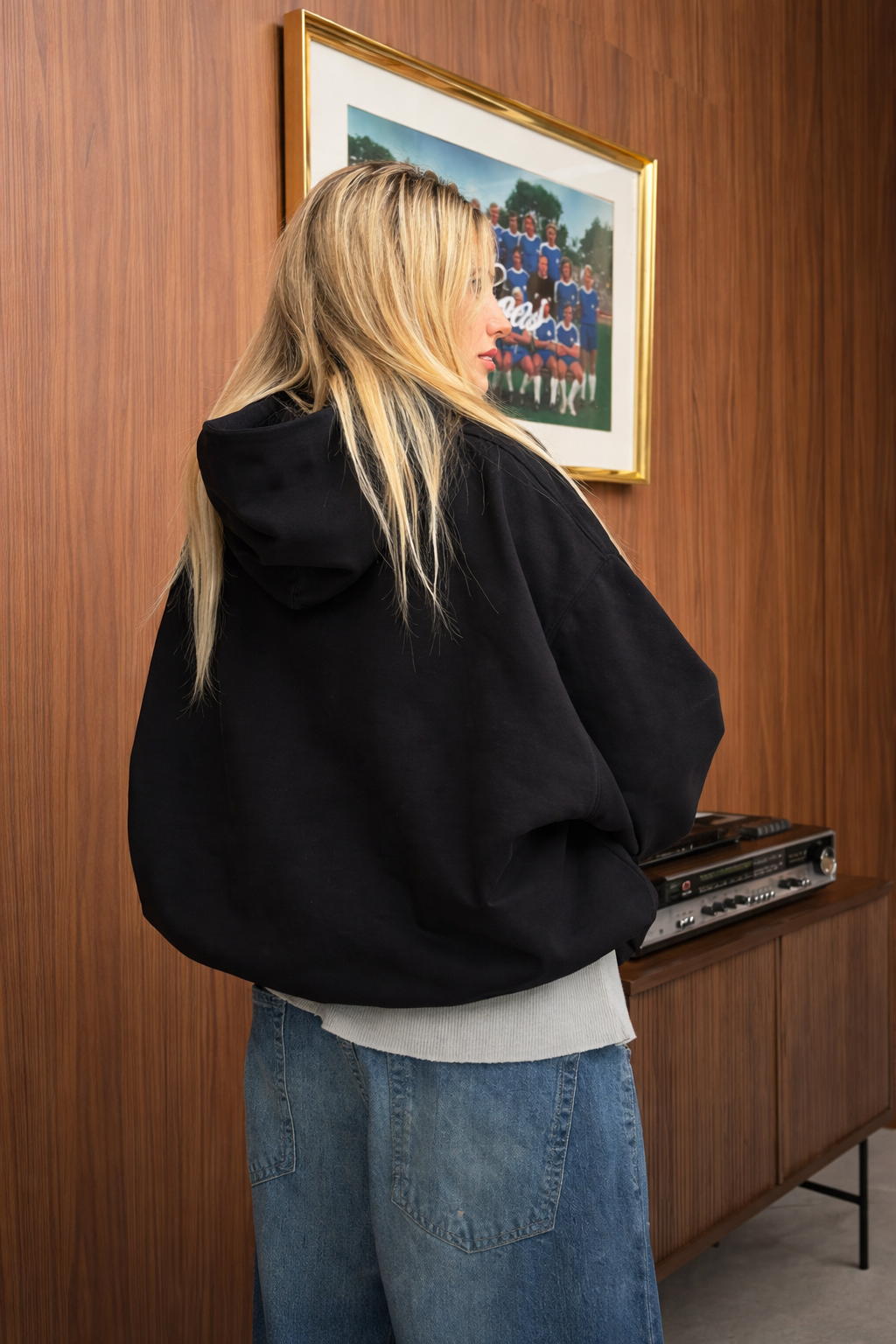 Hoodie manga globo Basic negro