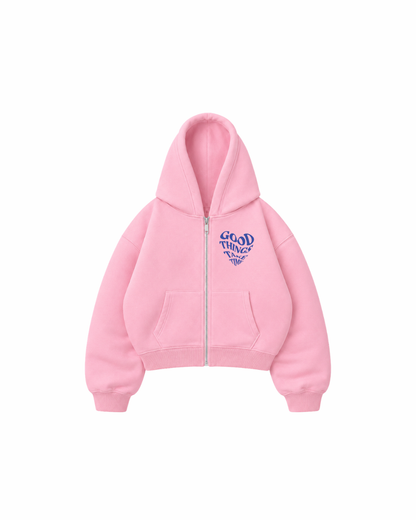 Hoodie Zip Mangas globo pink