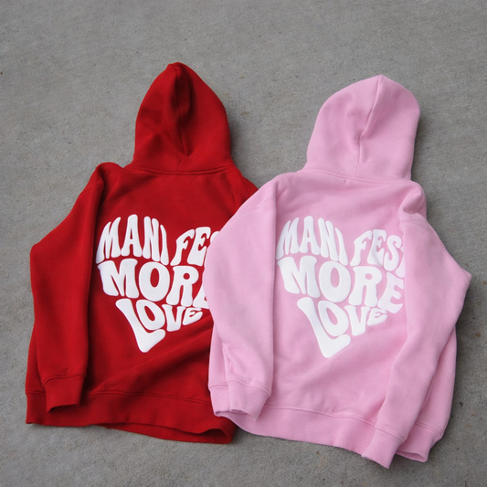 Hoodie love modelo recto rosado