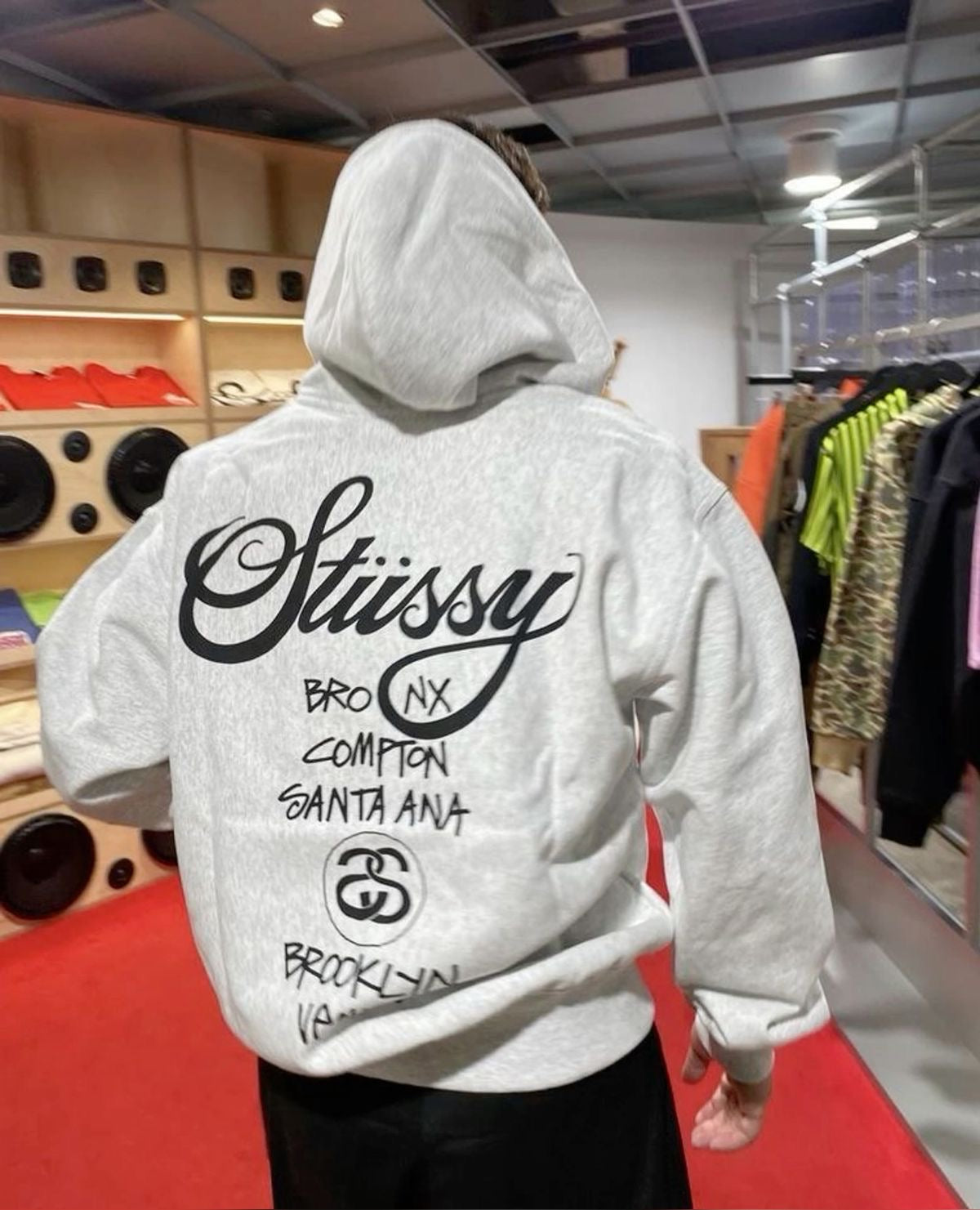 Hoodie gris stussy brooklyn