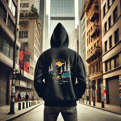 Hoodie negro urbano paisaje 026