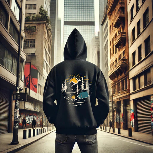 Hoodie negro urbano paisaje 026