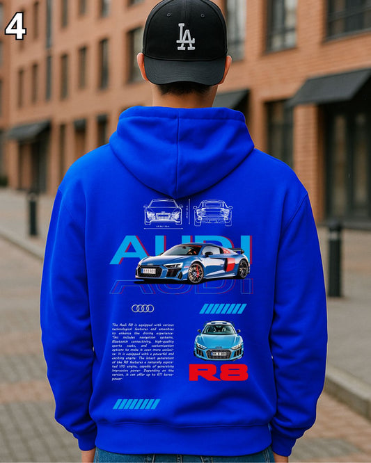 🏁 Hoodie Urban " Auto Audi R8" – Edición Azul Premium 🏁