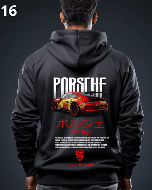 🏁 Hoodie Urban "Auto Porshe Rojo 95" – Edición Negra Premium 🏁