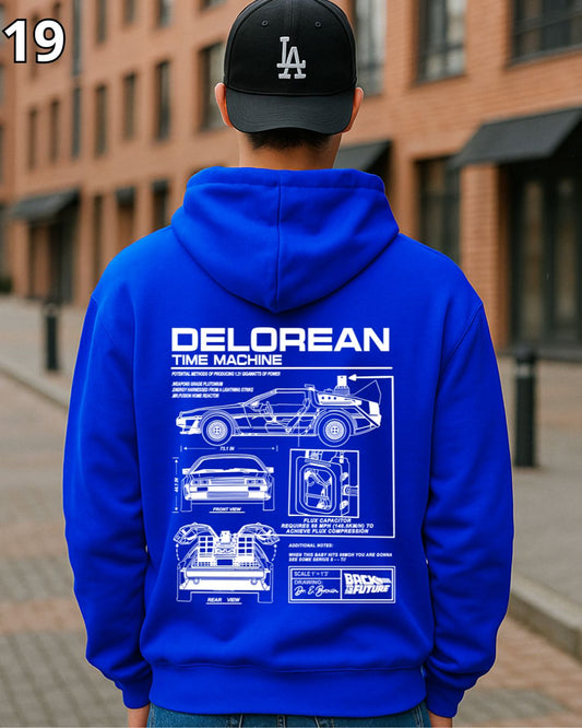 🏁 Hoodie Urban " Auto Delorean" – Edición Azul Premium 🏁