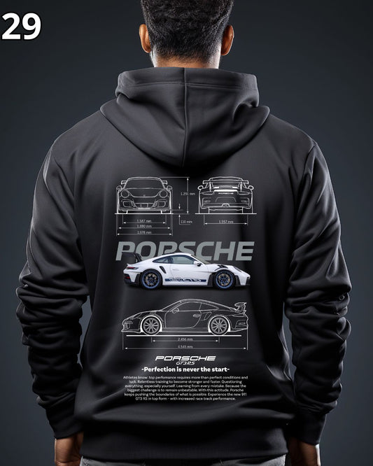 🏁 Hoodie Urban "Auto Blanco Porshe GT3RS" – Edición Negra Premium 🏁