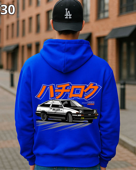 🏁 Hoodie Urban " Auto Antiguo Negro Con Blanco" – Edición Azul Premium 🏁