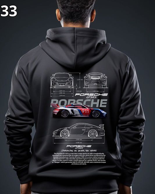 🏁 Hoodie Urban "Auto Porshe 911 GT3RS" – Edición Negra Premium 🏁