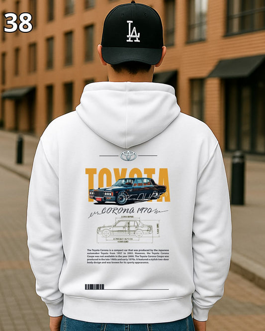 🏁 Hoodie Urban "Auto Toyota Corona 1970 " – Edición Blanca Premium 🏁