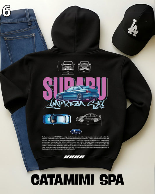 🏁 Hoodie Urbano "Subaru Sti – Edición Negra Premium 🏁