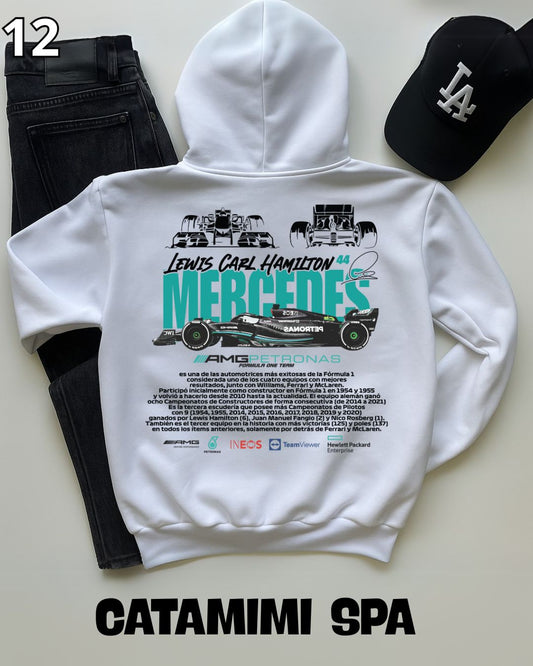 🏁 Hoodie Urban "Auto Mercedes Lewis Carl " – Edición Blanca Premium 🏁