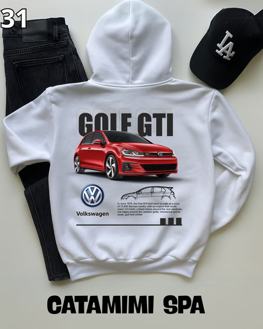 🏁 Hoodie Urban "Auto Rojo Golf GTI" – Edición Blanca Premium 🏁