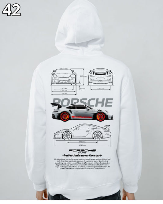 🏁 Hoodie Urban "Auto Porsche Gris " – Edición Blanca Premium 🏁