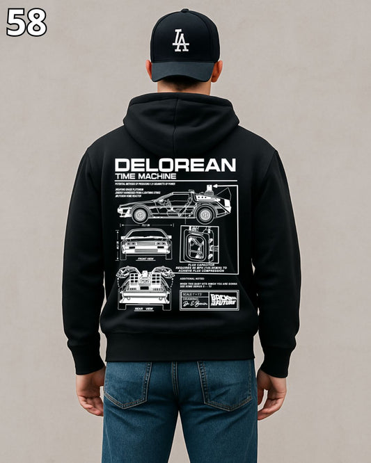 🏁 Hoodie Urban "Auto Delorean " – Edición Negra Premium 🏁