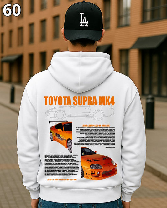 🏁 Hoodie Urban "Auto Toyota Supra MK4" – Edición Blanca Premium 🏁