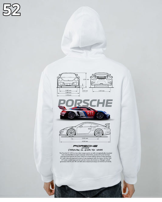 🏁 Hoodie Urban "Auto Porsche Rojo" – Edición Blanca Premium 🏁
