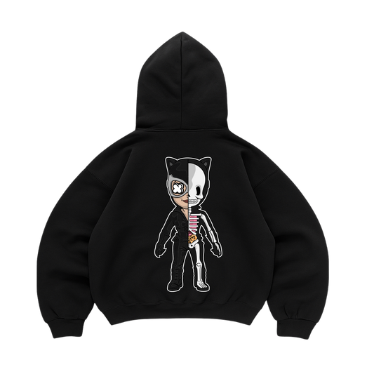 Hoodie Cat Woman Half Skeleton
