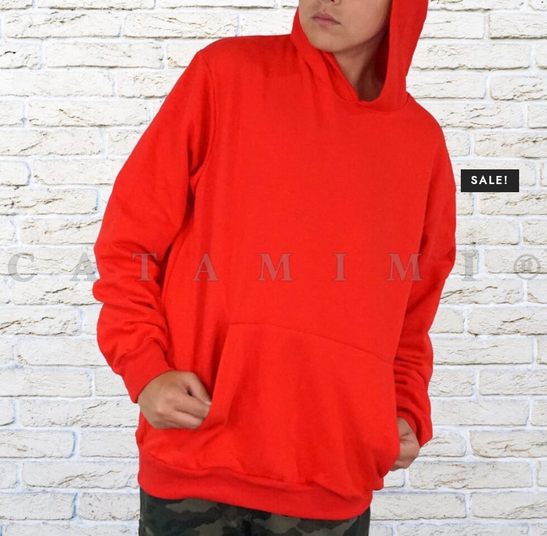 Polerones con Gorro Lisos rojo