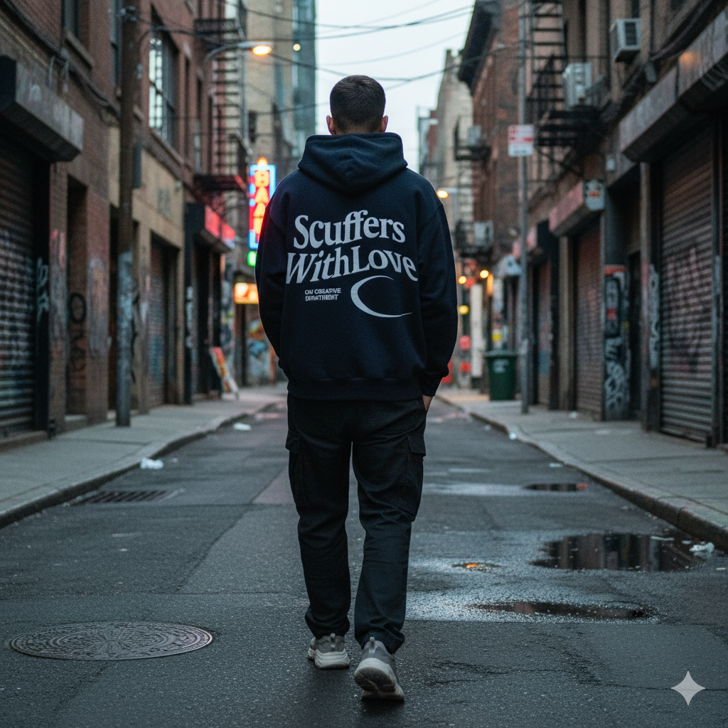 Hoodie negro manga globo with love