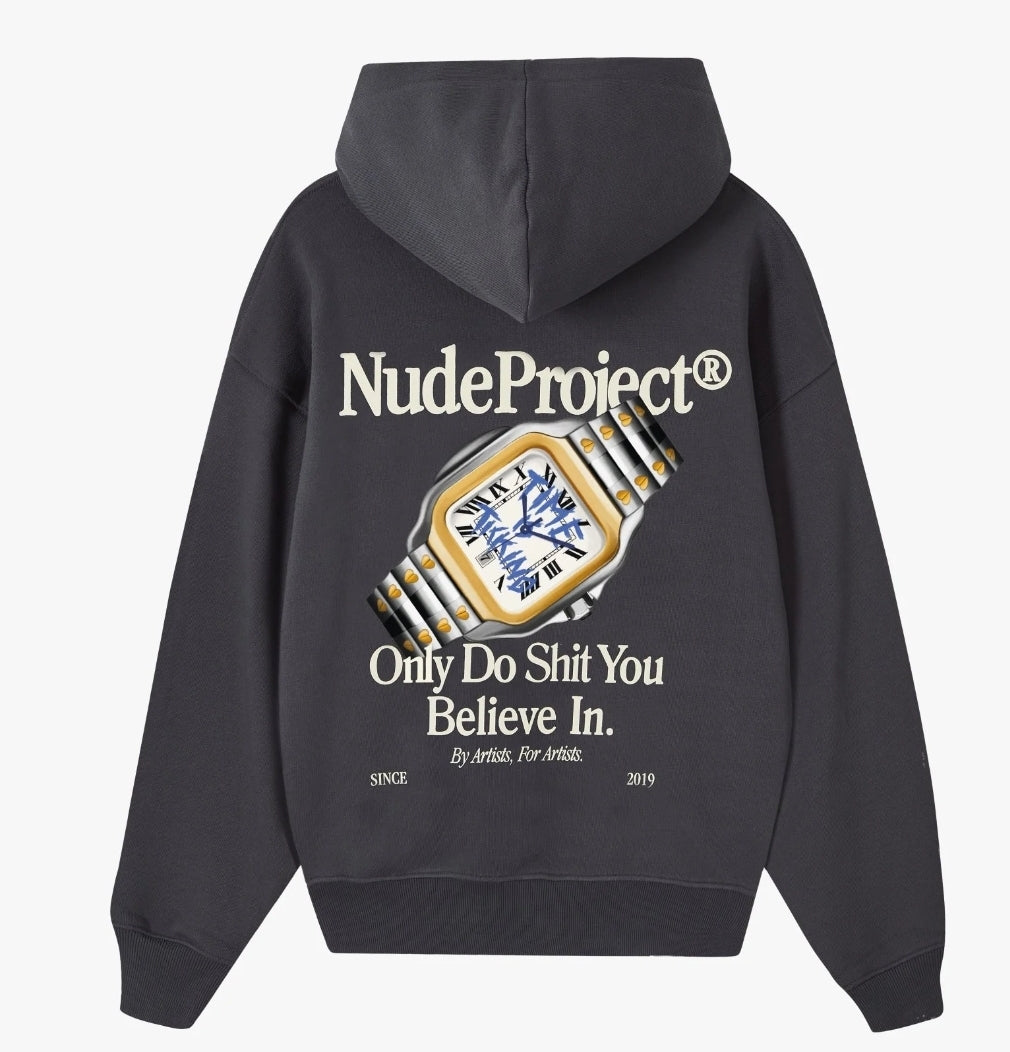 Hoodie negro nude reloj