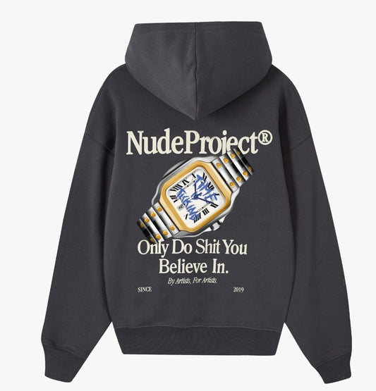 Hoodie negro nude reloj